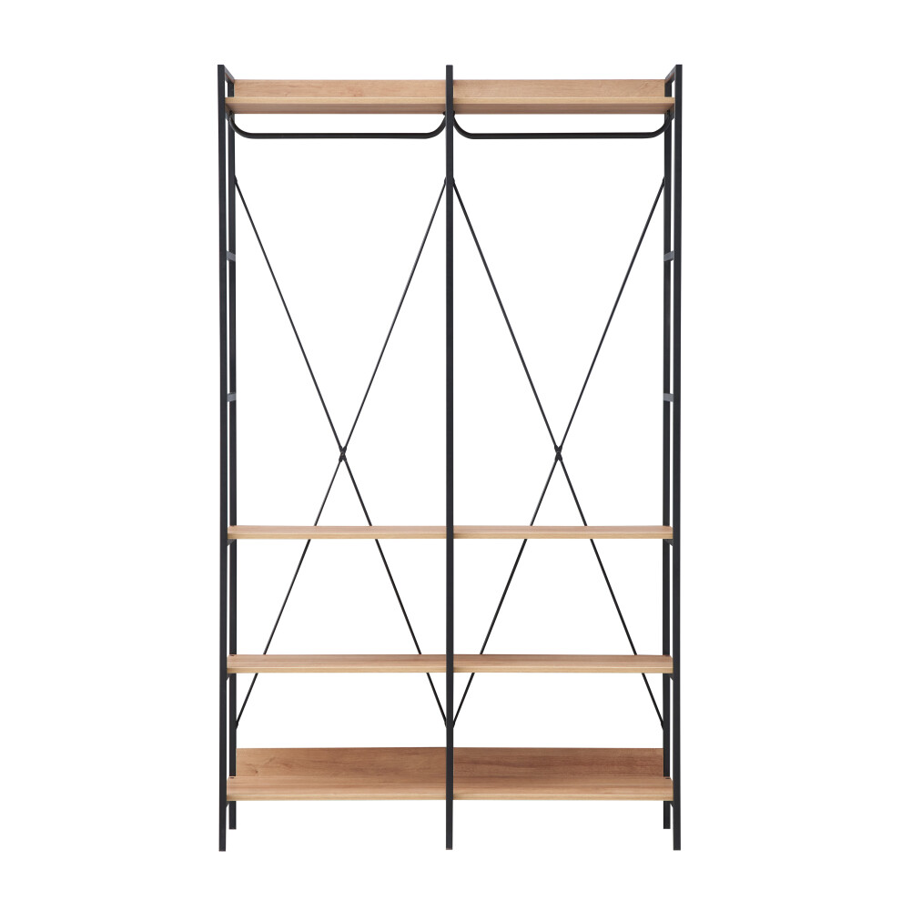Oak Open Wardrobe 8 Shelves