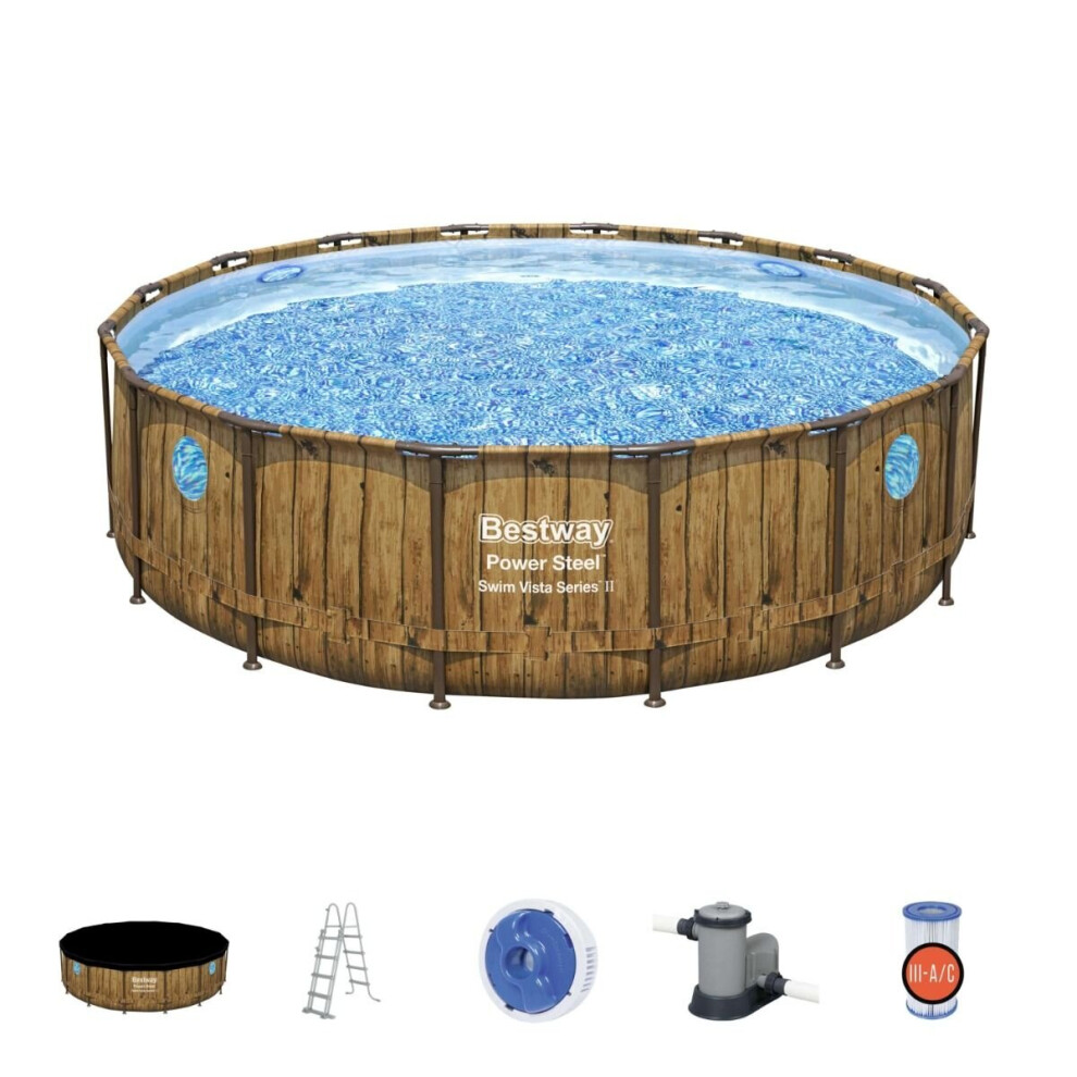 Bestway Power Steel Swim Vista Series Swimming Pool Set, 16' x 48"