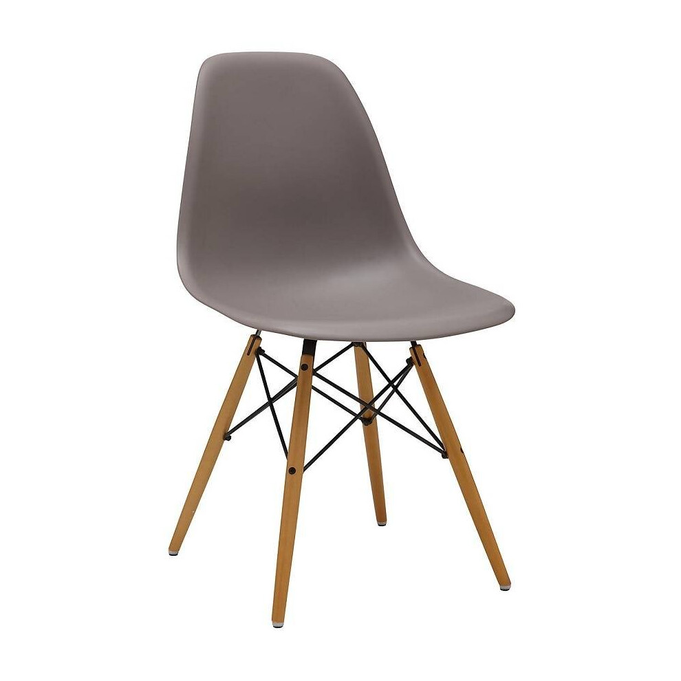 (Steel Grey) DS Modern Design Retro Plastic Chair With Wooden Leg