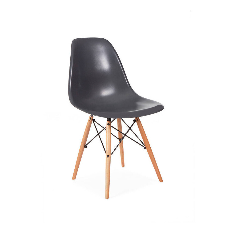 (Black) DS Modern Design Retro Plastic Chair With Wooden Leg