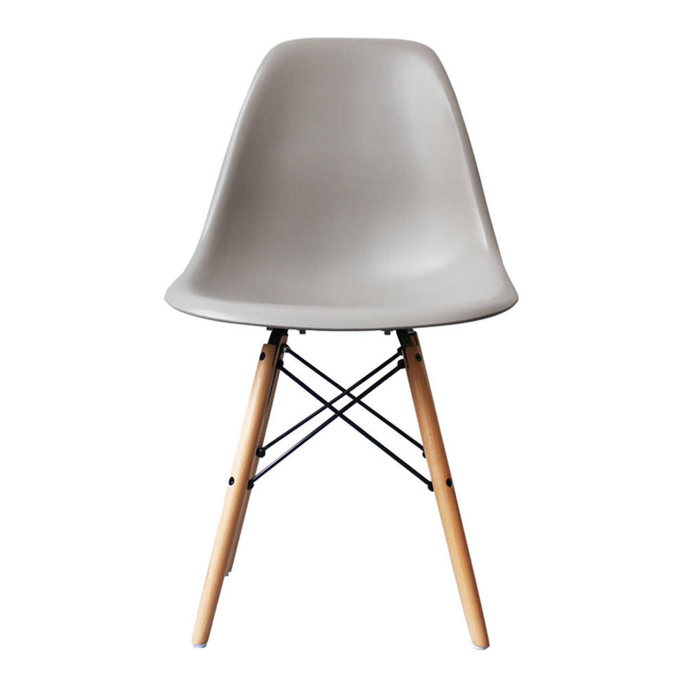 (Light Grey) DS Modern Design Retro Plastic Chair With Wooden Leg