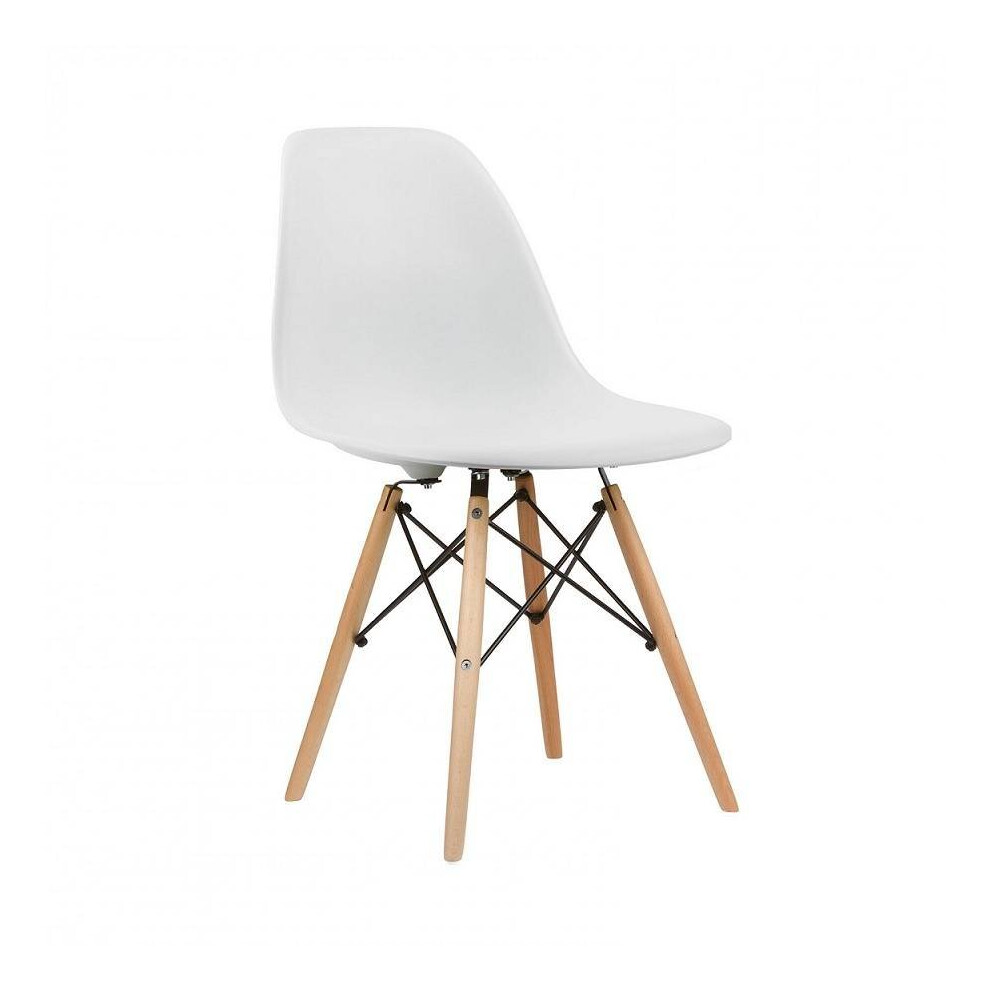 (White) DS Modern Design Retro Plastic Chair With Wooden Leg