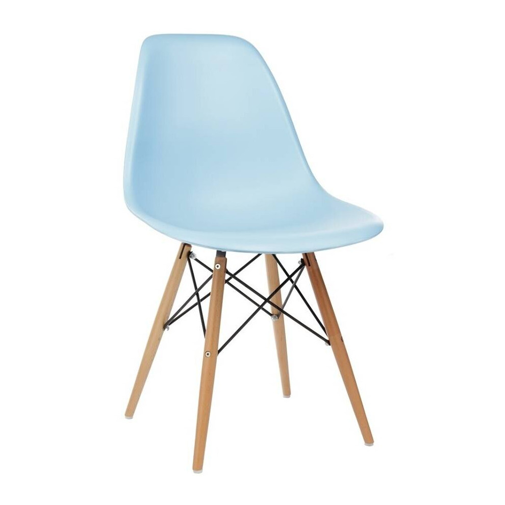 (Light Blue) DS Modern Design Retro Plastic Chair With Wooden Leg