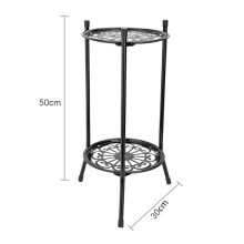 (Black) 2 Tier Metal Plant Flower Pot Holder Stand Rack