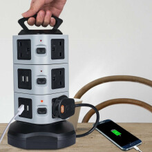 10 Way Switched Protected Tower Extension Lead UK Mains Plug Socket
