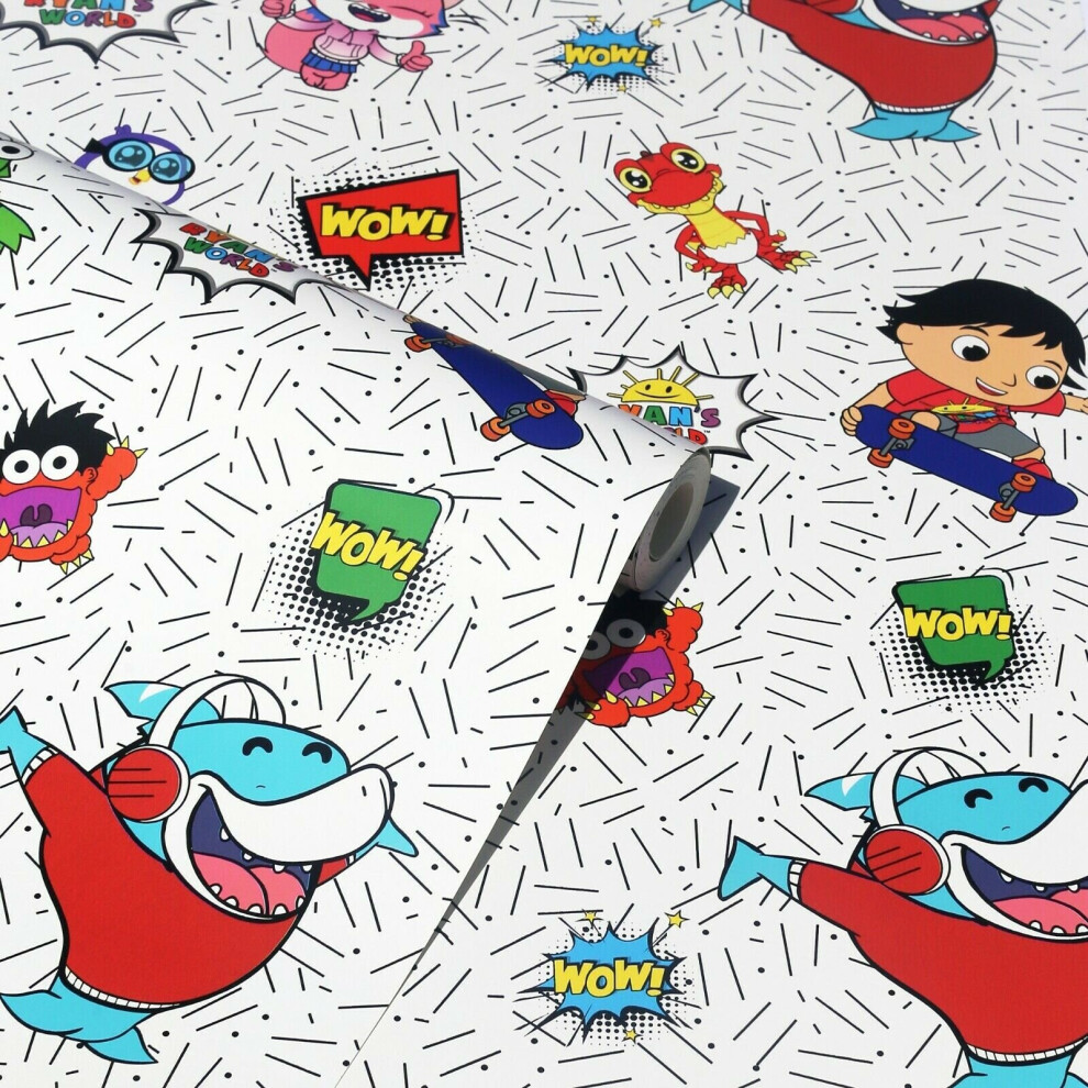 Children Cartoon Ryan's World Crew Superhero Bedroom Nursery Wallpaper