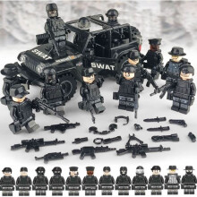 13PCS Military Soldiers Black SWAT Jeeps Minifigures Toys Fit Lego