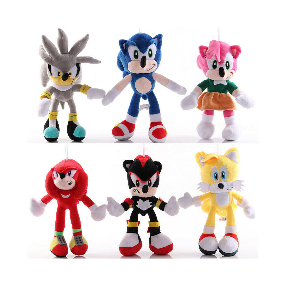 (++Blue+Gray+Black+Pink) Sonic The Hedgehog Knuckles Silver Tails Stuffed Teddy Bear Toy Red/Yellow/Blue