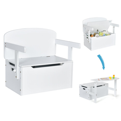 Kids Convertible Activity Bench Table 3-in-1 Desk and Chair Set Toy Box