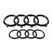 GLOSS BLACK AUDI FRONT & REAR RINGS BADGE EMBLEM A1 A3 A4 A5 S3 SLINE