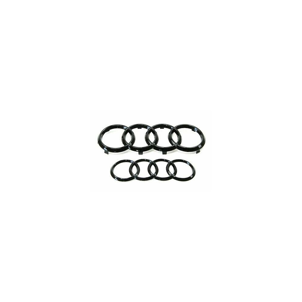 GLOSS BLACK AUDI FRONT & REAR RINGS BADGE EMBLEM A1 A3 A4 A5 S3 SLINE