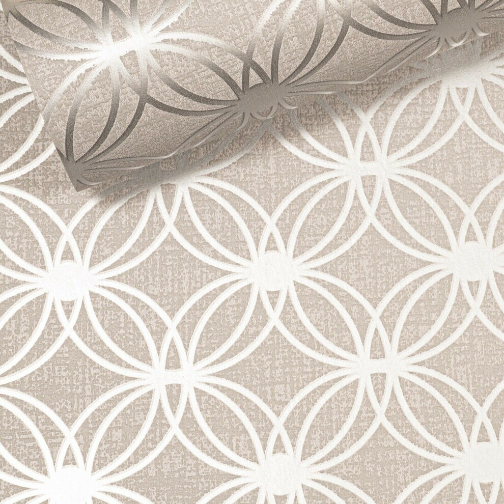 Luxe Orion Metallic Silver Light Grey Geometric Vinyl Wallpaper