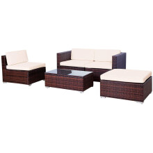 (Brown, With Cover) EVRE California 4 seater Rattan Outdoor Garden Set