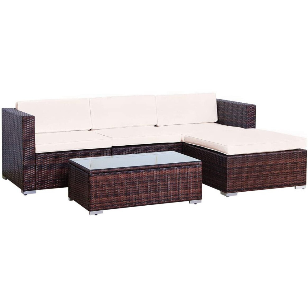 Evre (, Without Cover) California 4 Seater Rattan Outdoor Garden Set Brown