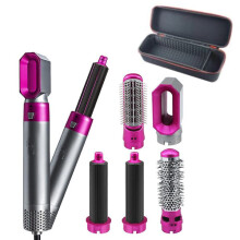 (with bag) 5 In 1 Electric Hair Dryer Negative Ion Straightener Brush Blow Dryer Air Hair Comb Wrap Curling Wand Detachable Brush Kit