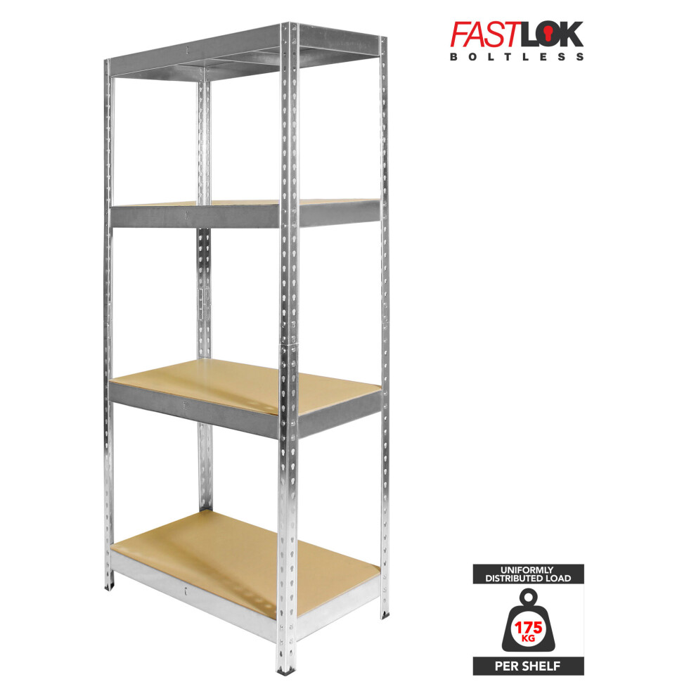 4 Tier Garage Shelving Unit Racking Unit 1600X750x350mm 175Kg Udl (Galvanised) 5060042781447