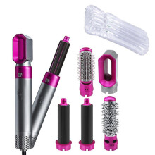 (no box) 5 In 1 Electric Hair Dryer Negative Ion Straightener Brush Blow Dryer Air Hair Comb Wrap Curling Wand Detachable Brush Kit