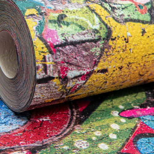 Erismann Rustic Brick Graffiti Multi Red Yellow Textured Wallpaper 2