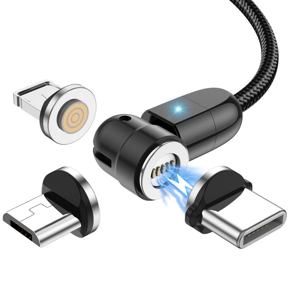 2m 3in1 Magnetic Fast Charger Cable For Android Micro USB Type C iPhone Samsung