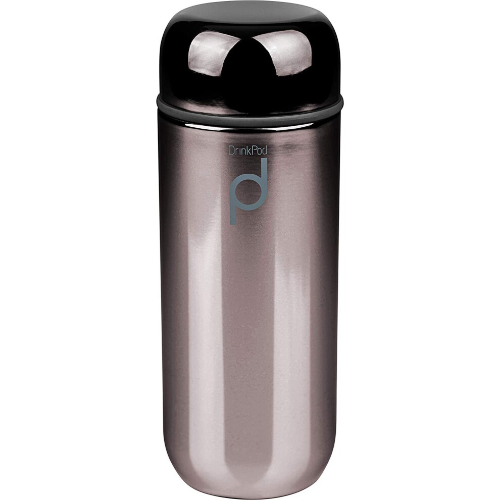 Grunwerg Drink Pod Vacuum Flask 200ml Metallic Black Double Wall LeakProof