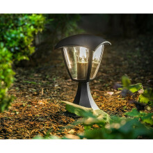 CGC Black Outdoor Coach Lantern Short Pedestal Post Bollard Light