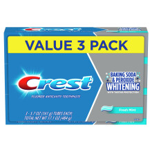 Crest, Dentifrice Blanchissant au Bicarbonate et Peroxyde avec Fluorure, Menthe Fraîche, Pack de 3, 5,7 oz (161 g) Chacun