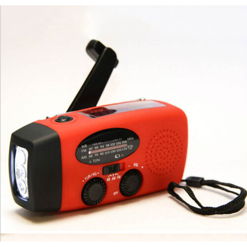 (red) Solar hand crank generator radio