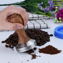 Stainless Steel Coffee Tamper with Wooden Handle 58 mm