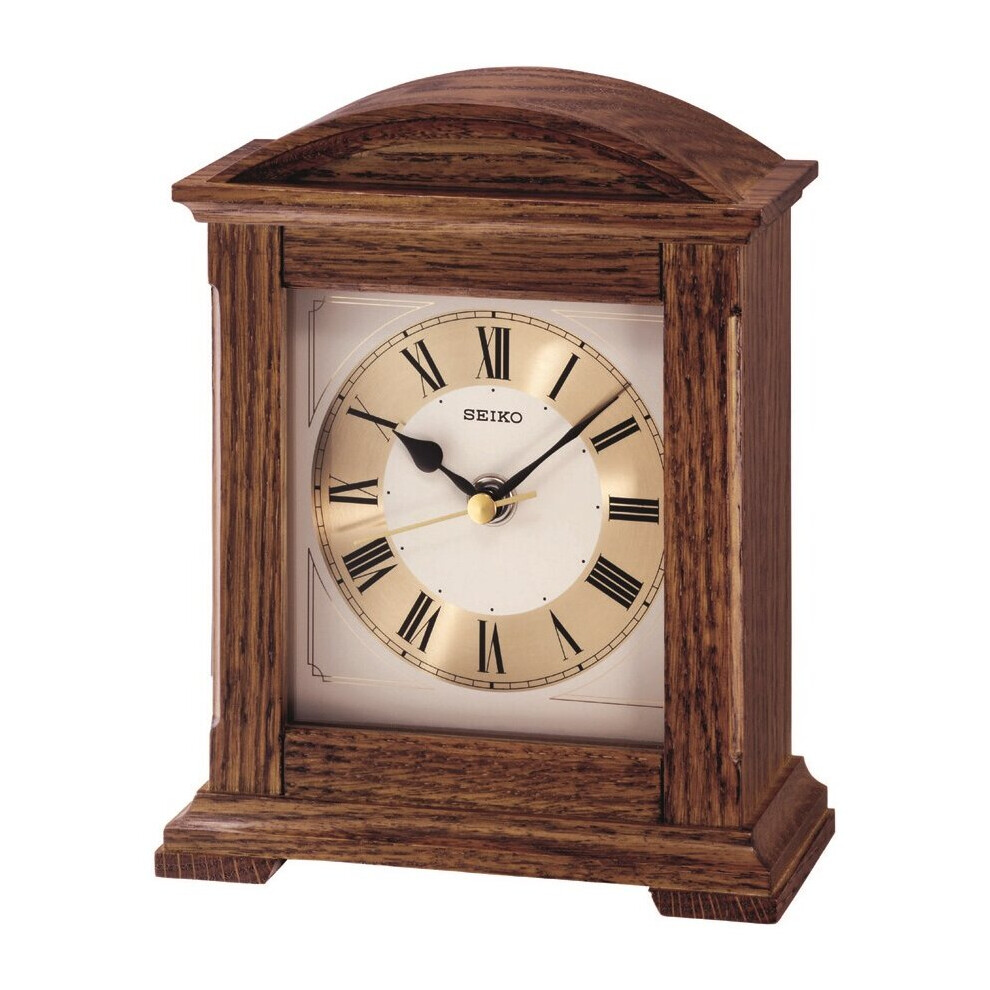 Seiko Oak Wooden Quartz Mantle Clock, Silent Sweep Seconds QXG123B