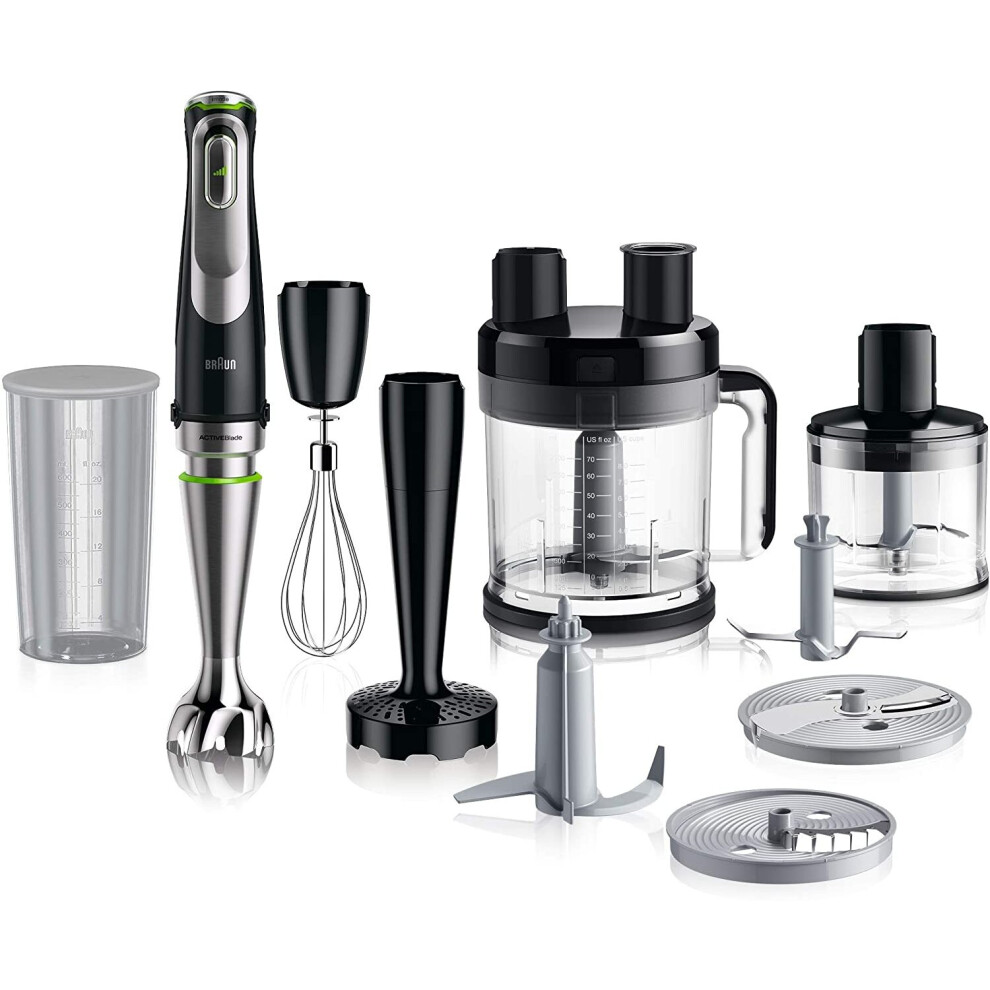 Braun Hogar Minipimer MQ 9187XLI Batidora de Mano, 1200W, vaso medidor, varillas de acero inoxidable, picadora y bol procesador de alimentos, negro