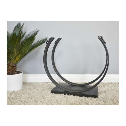 Half Round Metal Black Fireside Wood Log Holder 2