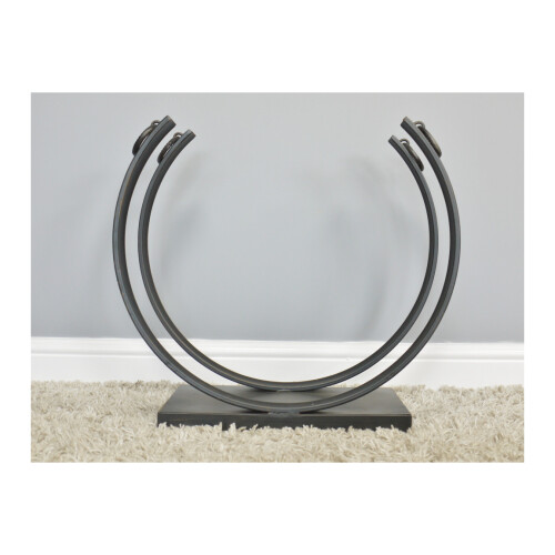 Half Round Metal Black Fireside Wood Log Holder 1