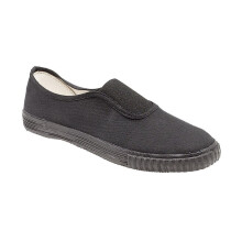(12 UK) Dek Gusset Senior Unisex Gym Plimsoll Canvas Shoes Black
