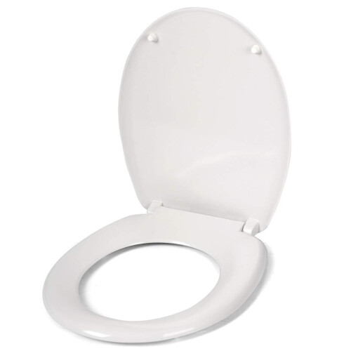 Heavy Duty Toilet Seat Soft Close White Oval Shape Quick Release Fixing Hinges 1