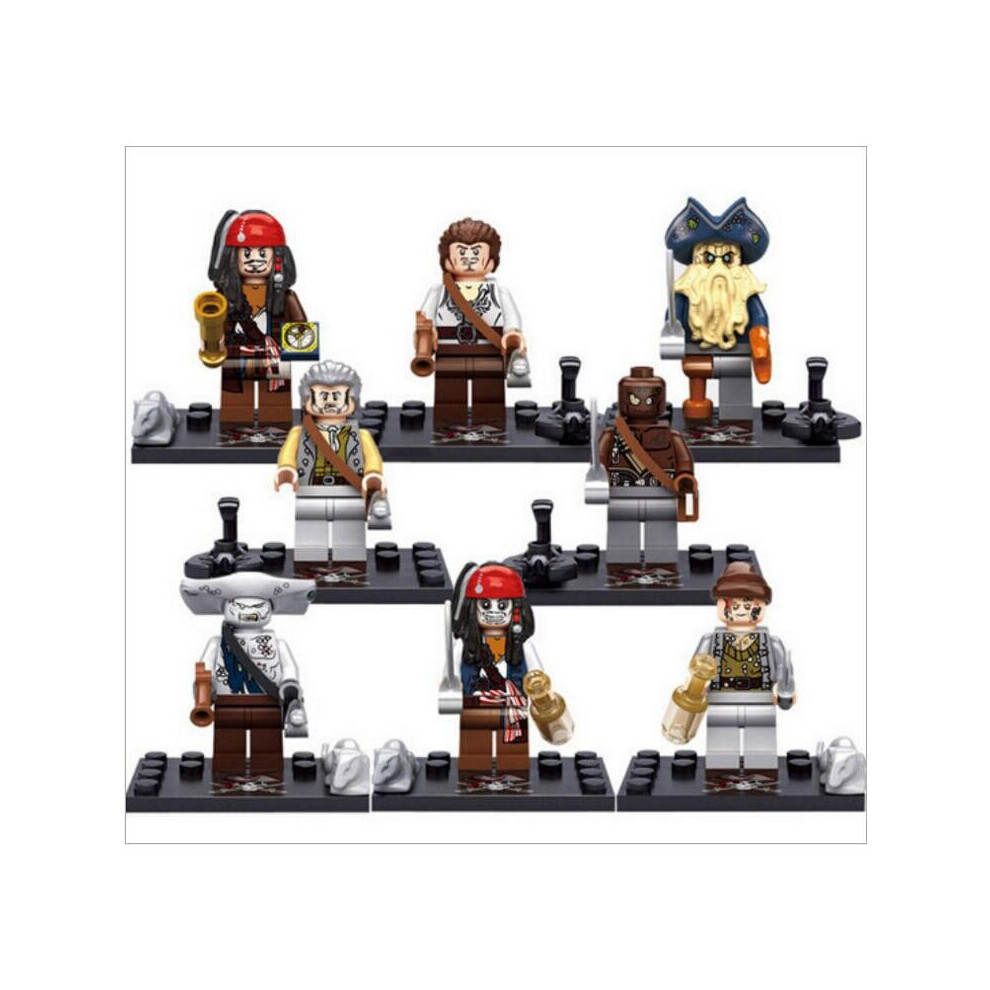 (A-8PCS) 16/8PCS Pirates of the Caribbean Black Pearl Building Blocks Minifigures Children's Educational Assembled Toys Fit Lego