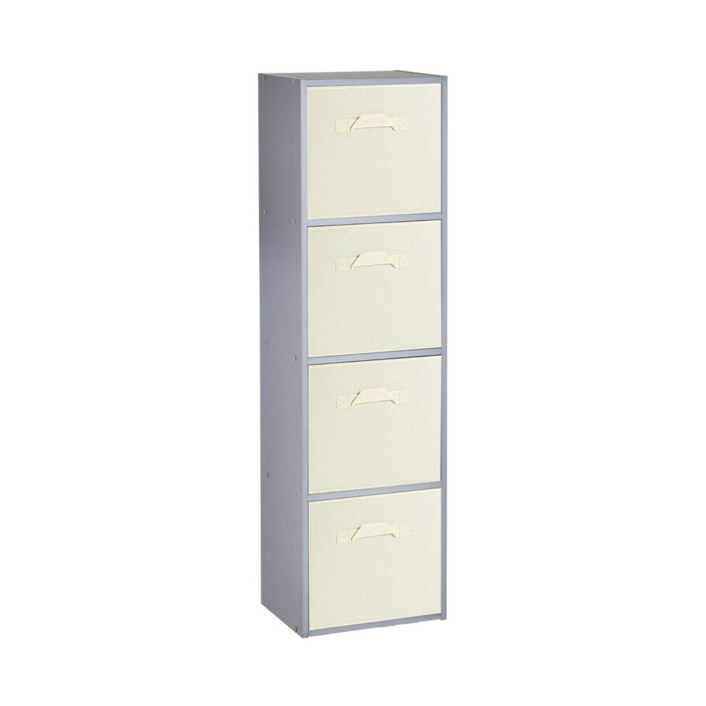 Urbn Living (4 Cubes, Cream) Grey Wooden Cubed Cupboard Units Shelves + Drawers Cream,Grey