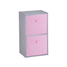 (2 Cubes, Light Pink) Grey Wooden Cubed Cupboard Units Shelves + Drawers