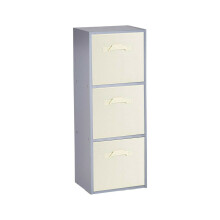 (3 Cubes, Cream) Grey Wooden Cubed Cupboard Units Shelves + Drawers