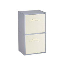 (2 Cubes, Cream) Grey Wooden Cubed Cupboard Units Shelves + Drawers