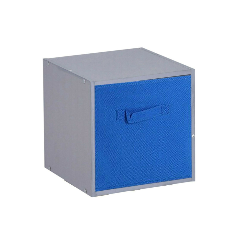 (1 Cube, Dark Blue) Grey Wooden Cubed Cupboard Units Shelves + Drawers