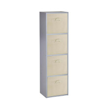 (4 Cubes, Beige) Grey Wooden Cubed Cupboard Units Shelves + Drawers