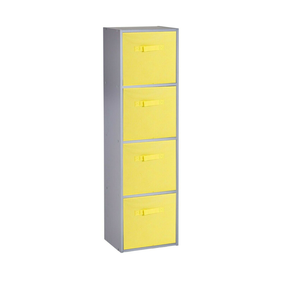 Urbn Living (4 Cubes, Yellow) Grey Wooden Cubed Cupboard Units Shelves + Drawers Yellow,Grey