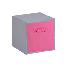 (1 Cube, Dark Pink) Grey Wooden Cubed Cupboard Units Shelves + Drawers
