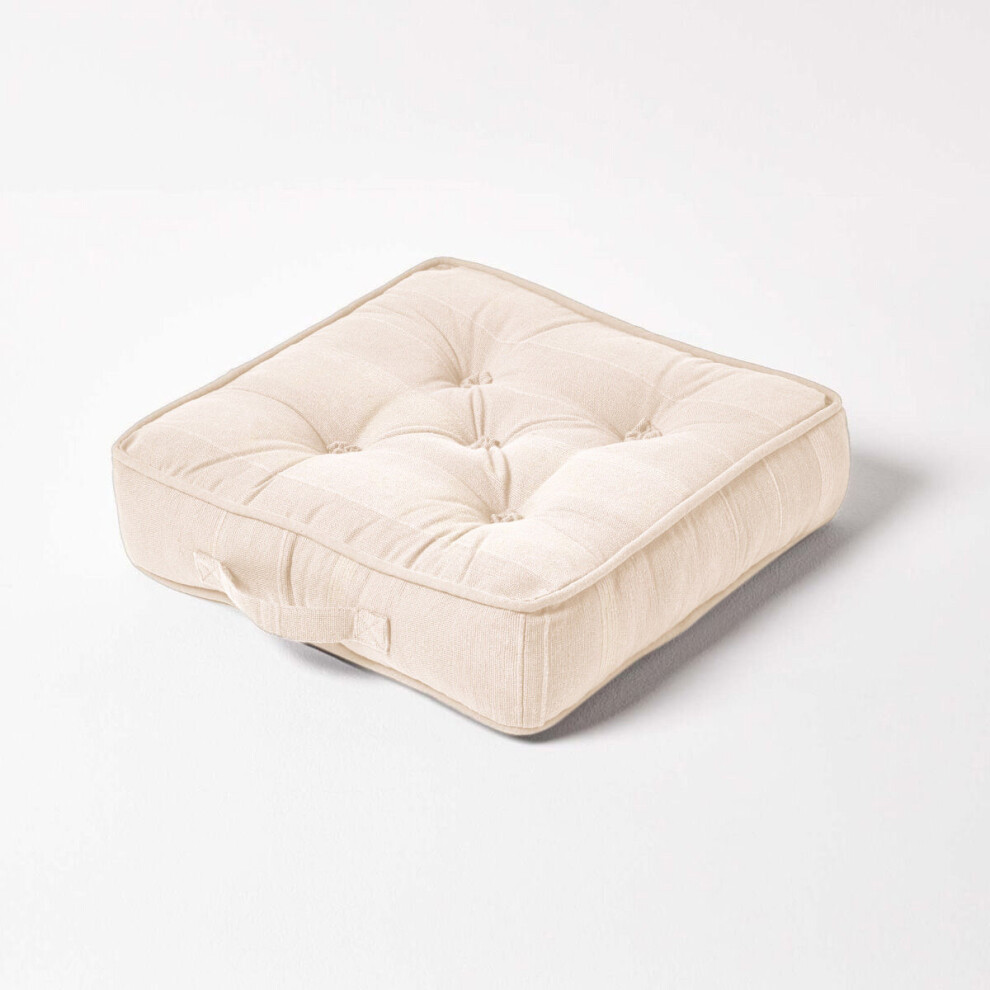 Homescapes (Natural) Rajput Ribbed Cotton Floor Cushion
