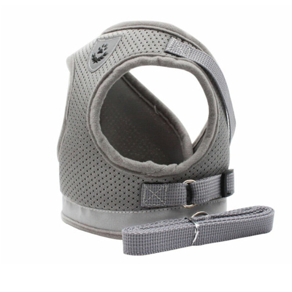 (Small, Grey) Comfortable Pet Harness and Leash