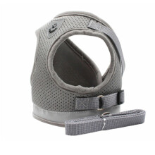 (Medium, Grey) Comfortable Pet Harness and Leash
