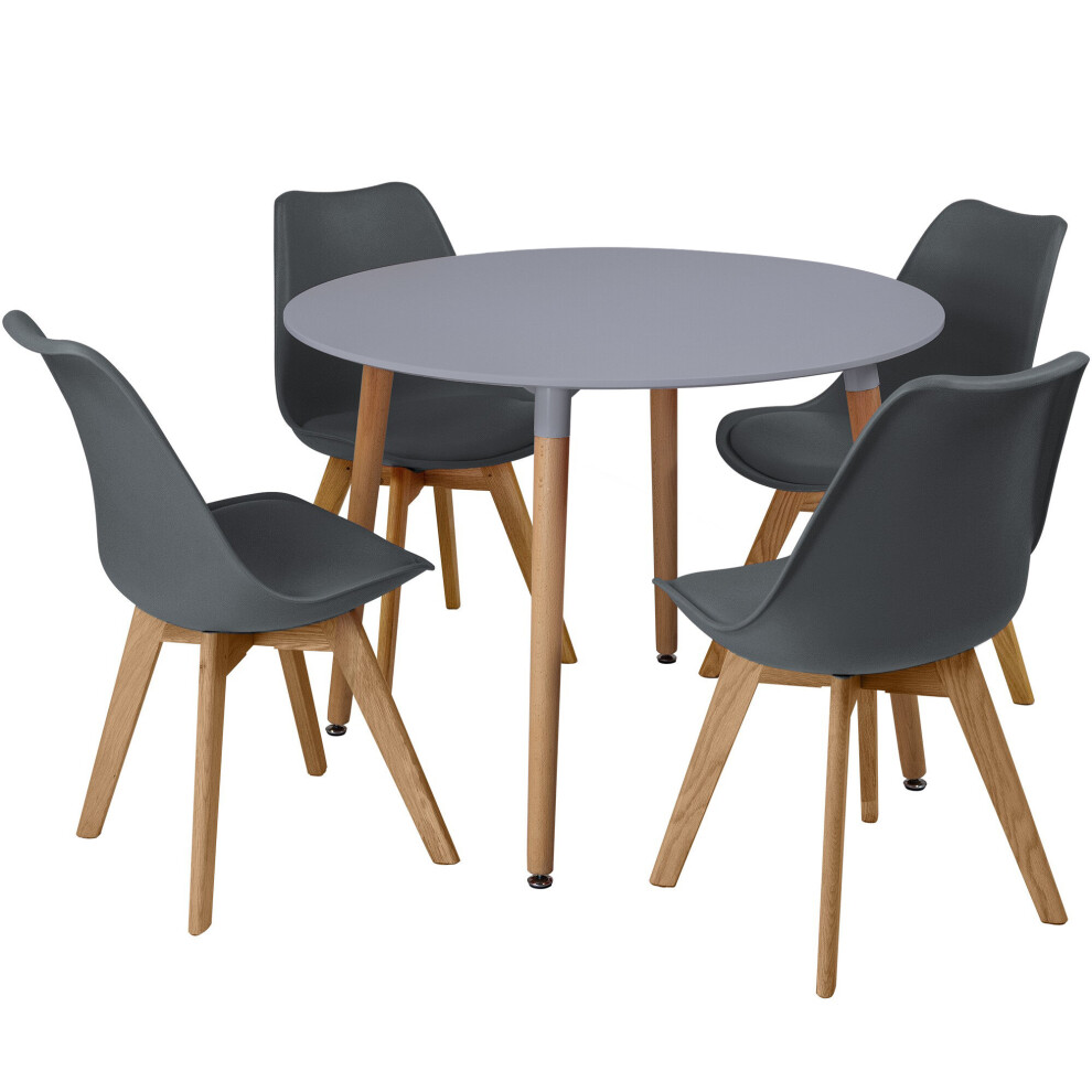 (Grey) 5pc Charles Jacobs Beech Dining Set - Grey Table