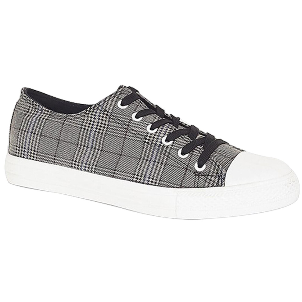 (Grey, UK 6) Mens Lace Up Trainers Casual Retro Deck Flat Shoes