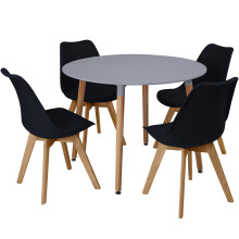 (Black) 5pc Charles Jacobs Beech Dining Set - Grey Table