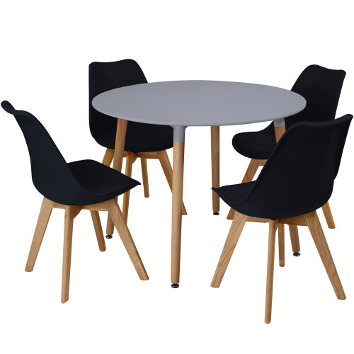 Charles Jacobs (Black) 5pc Charles Jacobs Beech Dining Set - Grey Table